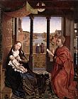 Rogier Van Der Weyden Canvas Paintings - St Luke Drawing a Portrait of the Madonna